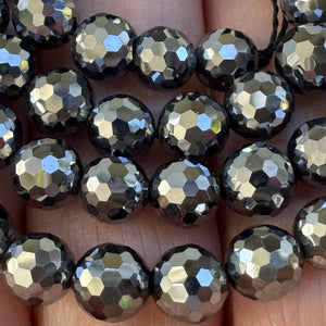 Terahertz 6mm round faceted beads genuine Terahertz energy crystal 39cm strand - Oz Beads 
