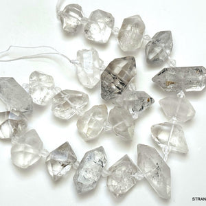 Tibetan Quartz Points center drilled natural crystal quartz beads full strand - Oz Beads 