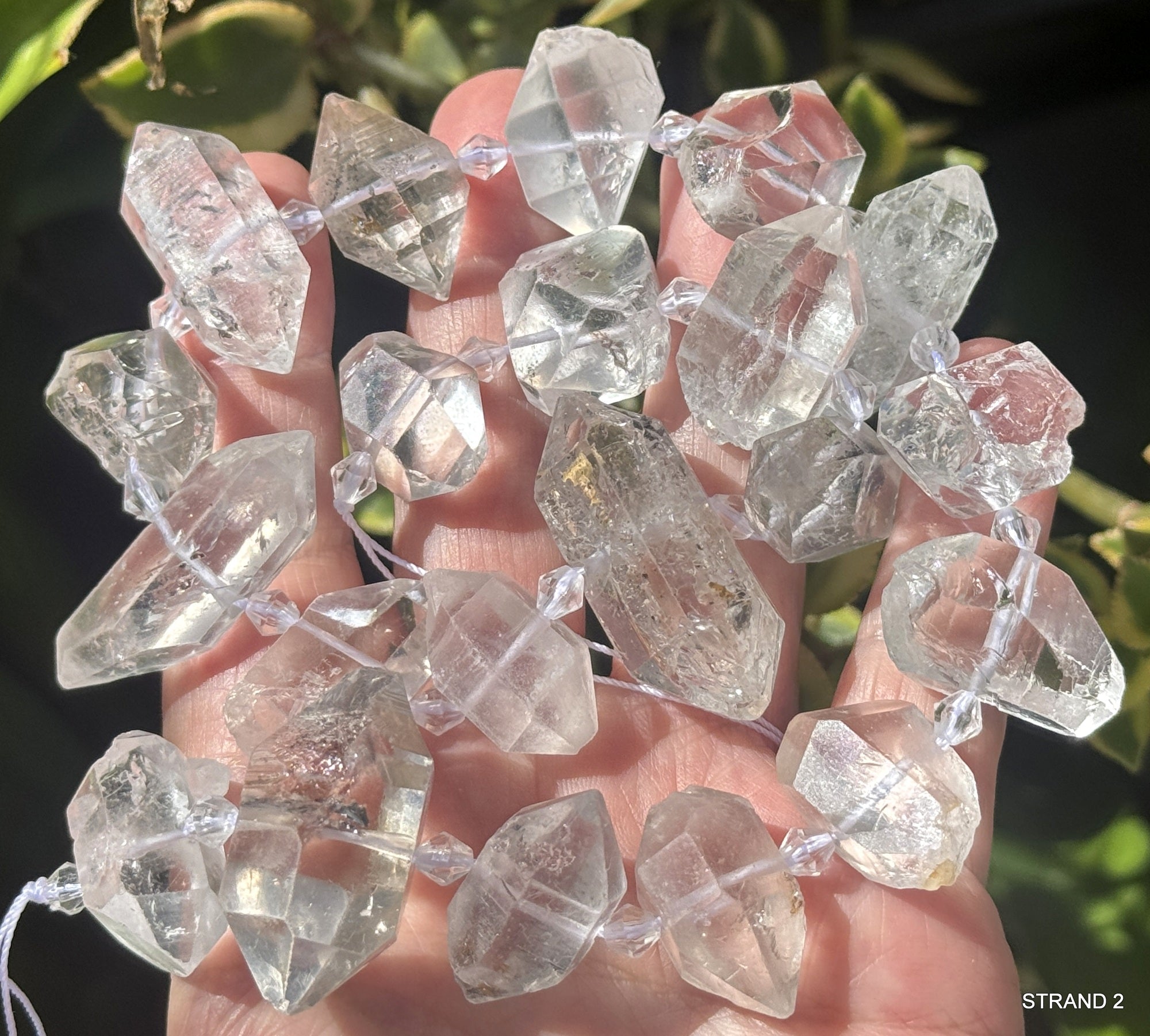 Tibetan Quartz Points center drilled natural crystal quartz beads full strand - Oz Beads 