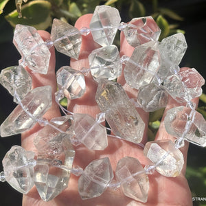 Tibetan Quartz Points center drilled natural crystal quartz beads full strand - Oz Beads 