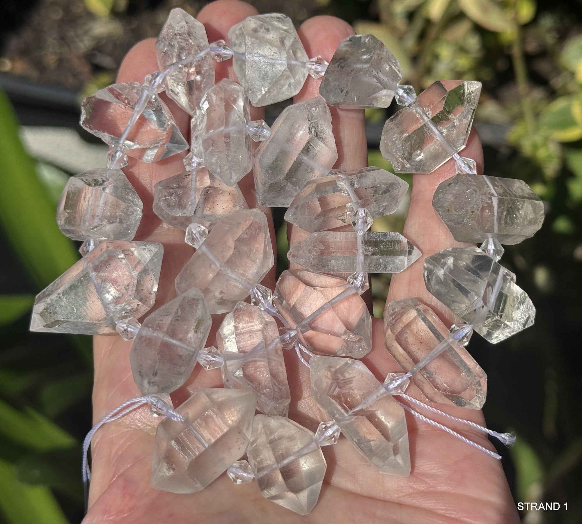 Tibetan Quartz Points center drilled natural crystal quartz beads full strand - Oz Beads 