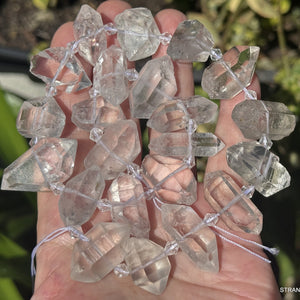 Tibetan Quartz Points center drilled natural crystal quartz beads full strand - Oz Beads 
