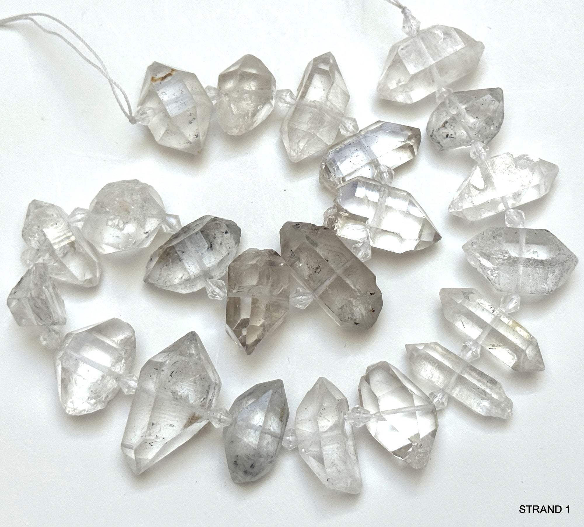 Tibetan Quartz Points center drilled natural crystal quartz beads full strand - Oz Beads 