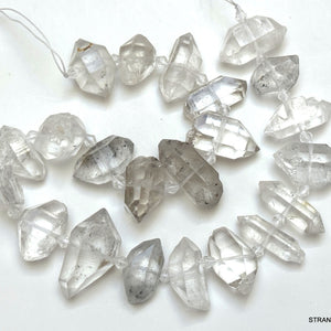 Tibetan Quartz Points center drilled natural crystal quartz beads full strand - Oz Beads 