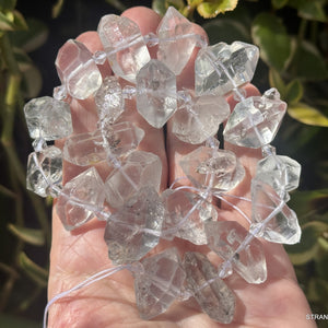 Tibetan Quartz Points center drilled natural crystal quartz beads full strand - Oz Beads 