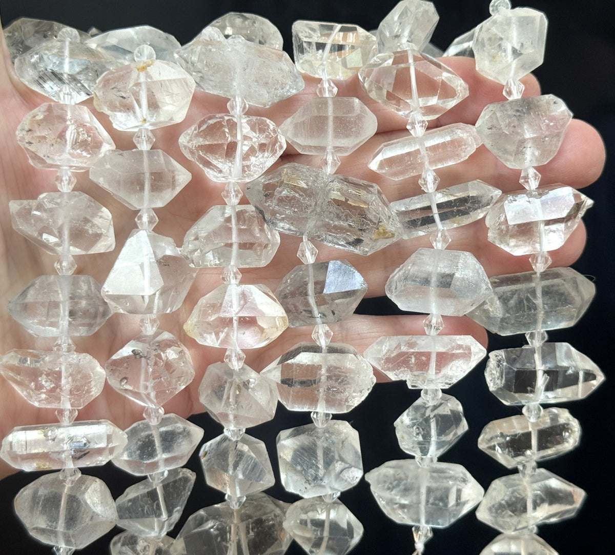 Tibetan Quartz Points center drilled natural crystal quartz beads full strand - Oz Beads 