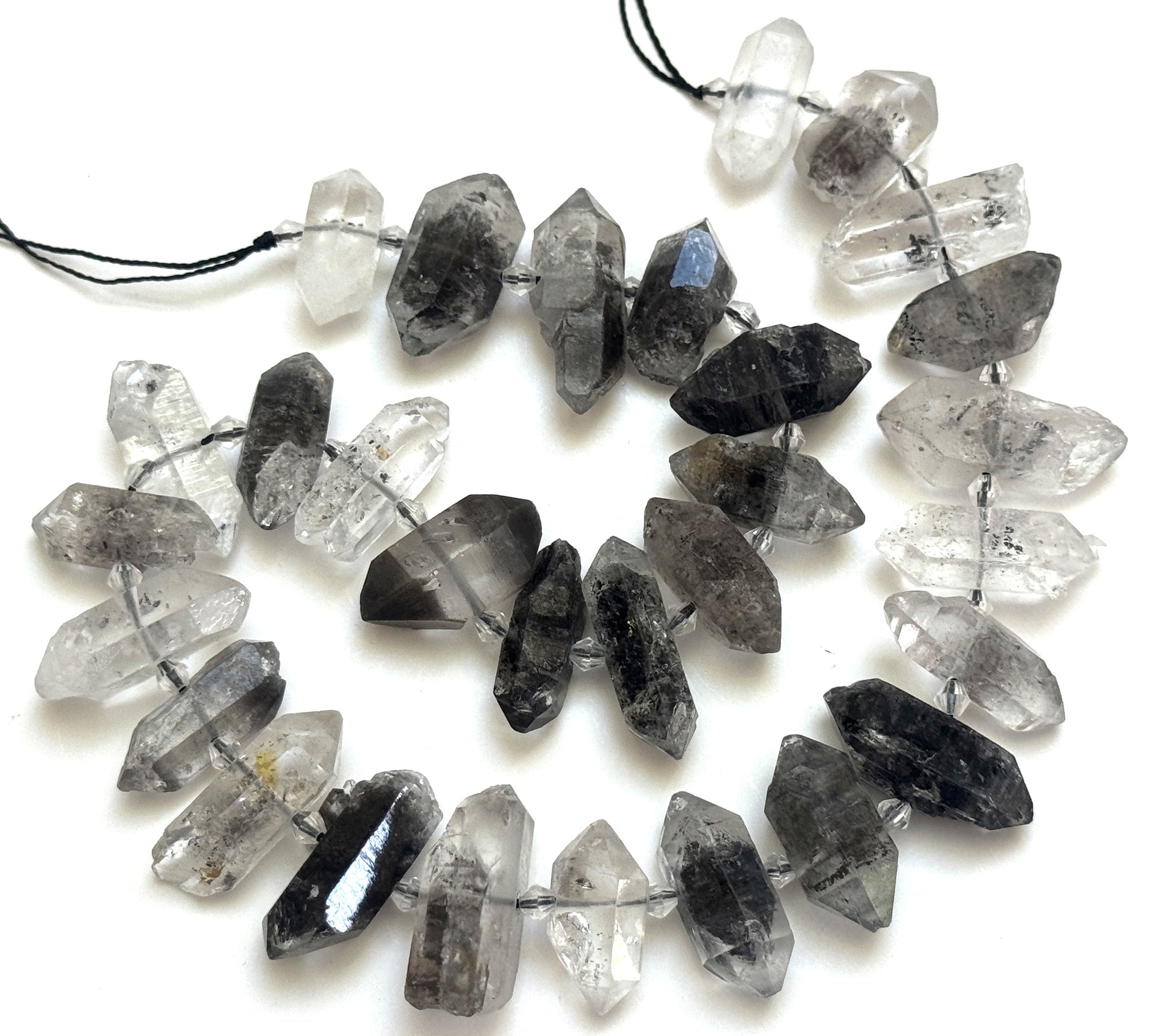 Tibetan Quartz Points center drilled natural crystal quartz beads full strand - Oz Beads 