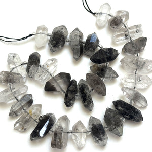Tibetan Quartz Points center drilled natural crystal quartz beads full strand - Oz Beads 