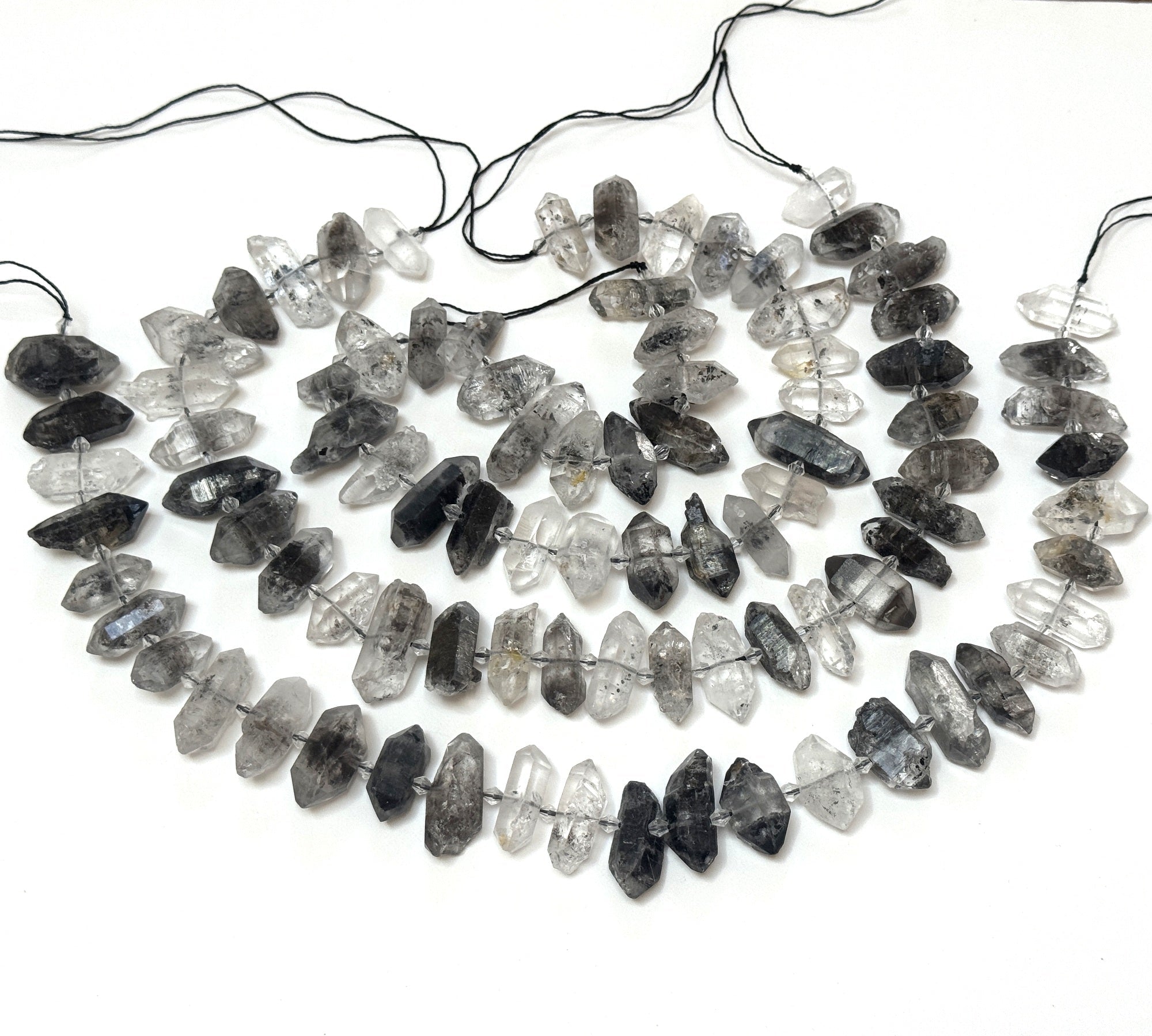 Tibetan Quartz Points center drilled natural crystal quartz beads full strand - Oz Beads 