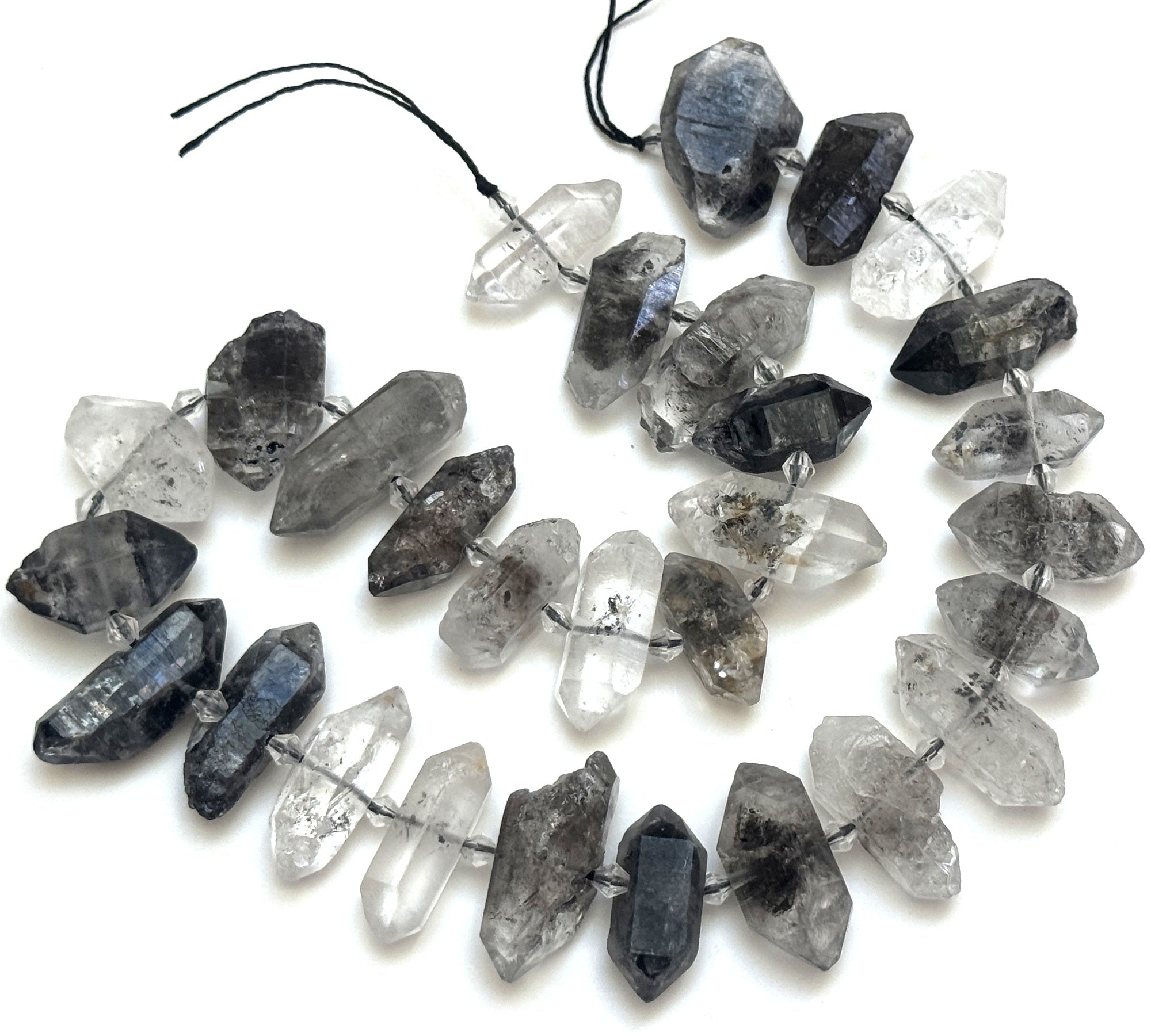 Tibetan Quartz Points center drilled natural crystal quartz beads full strand - Oz Beads 