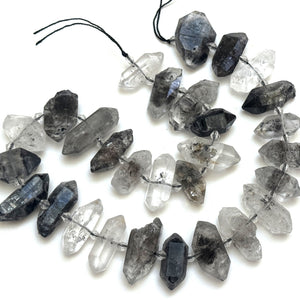 Tibetan Quartz Points center drilled natural crystal quartz beads full strand - Oz Beads 