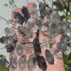 Tibetan Quartz Points center drilled natural crystal quartz beads full strand - Oz Beads 