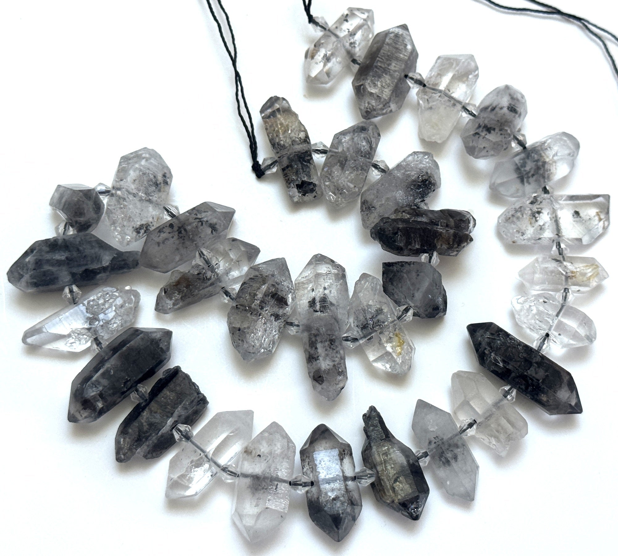 Tibetan Quartz Points center drilled natural crystal quartz beads full strand - Oz Beads 