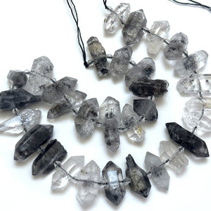 Tibetan Quartz Points center drilled natural crystal quartz beads full strand - Oz Beads 