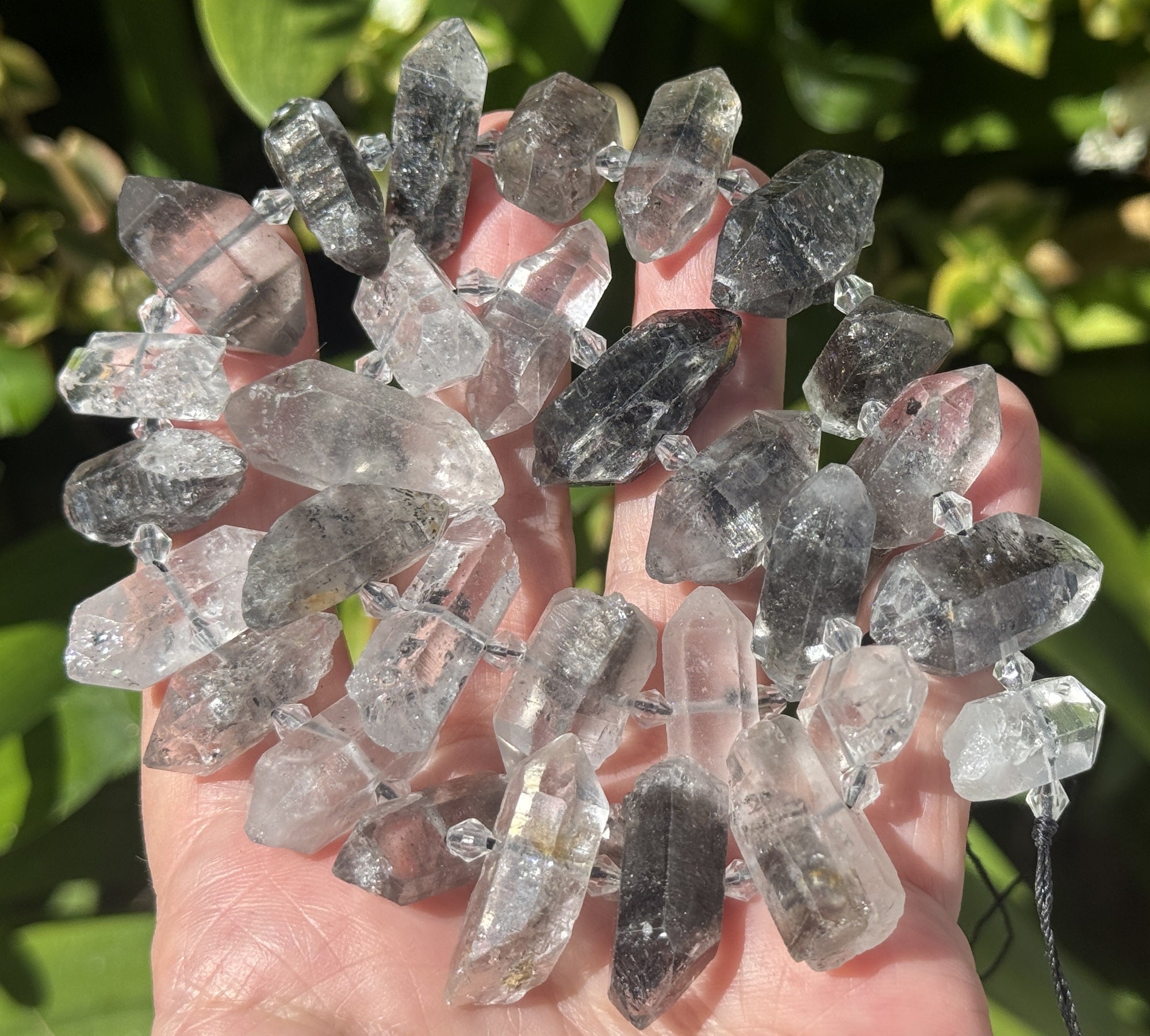 Tibetan Quartz Points center drilled natural crystal quartz beads full strand - Oz Beads 