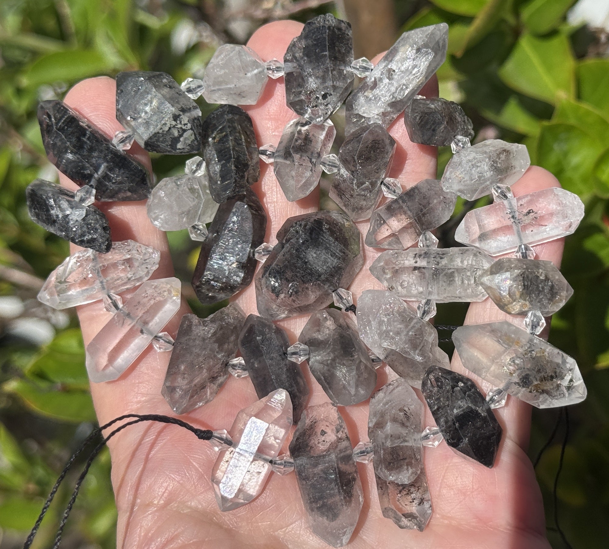 Tibetan Quartz Points center drilled natural crystal quartz beads full strand - Oz Beads 