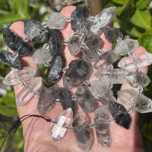 Tibetan Quartz Points center drilled natural crystal quartz beads full strand - Oz Beads 