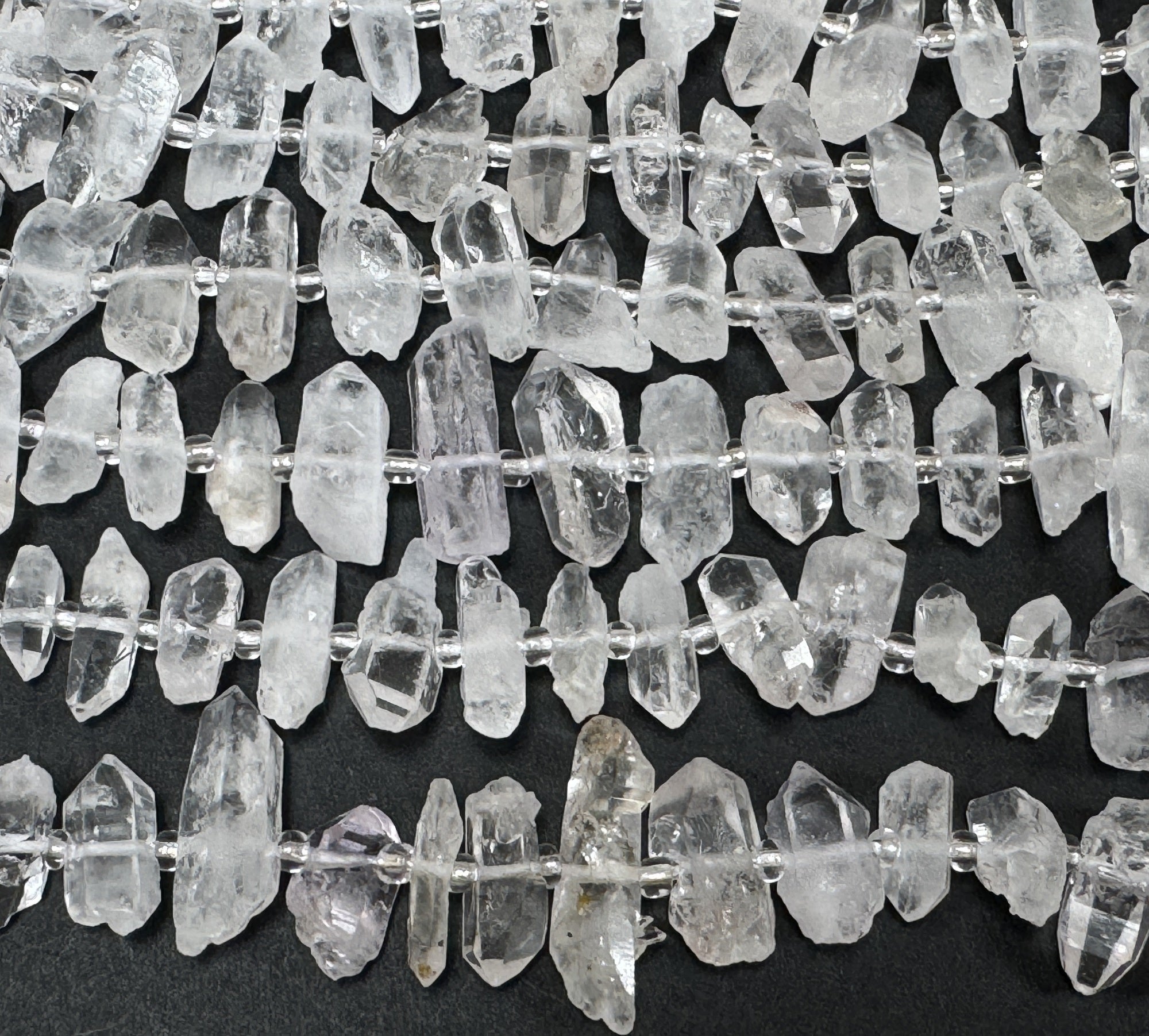 Natural Tibetan Quartz crystals, raw points center drilled beads 15.5" strand - Oz Beads 
