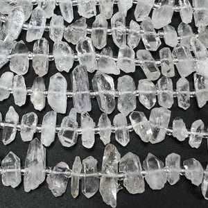 Natural Tibetan Quartz crystals, raw points center drilled beads 15.5" strand - Oz Beads 