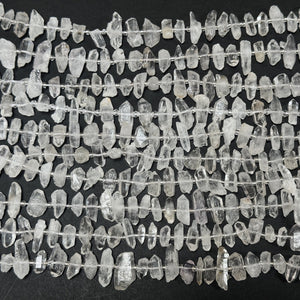 Natural Tibetan Quartz crystals, raw points center drilled beads 15.5" strand - Oz Beads 