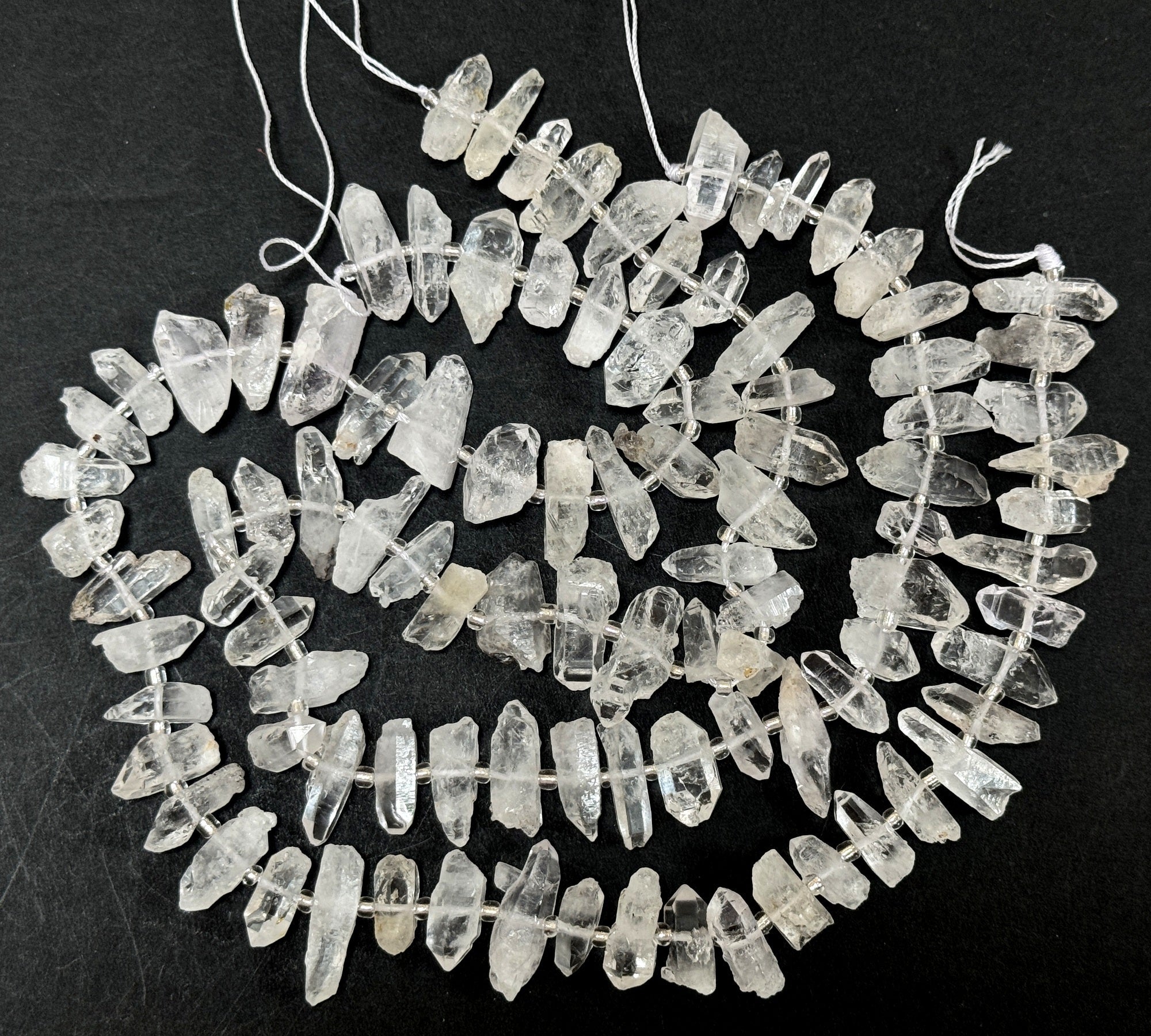 Natural Tibetan Quartz crystals, raw points center drilled beads 15.5" strand - Oz Beads 