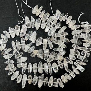 Natural Tibetan Quartz crystals, raw points center drilled beads 15.5" strand - Oz Beads 