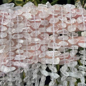 Natural Tibetan Quartz crystals, raw points center drilled beads 15.5" strand - Oz Beads 