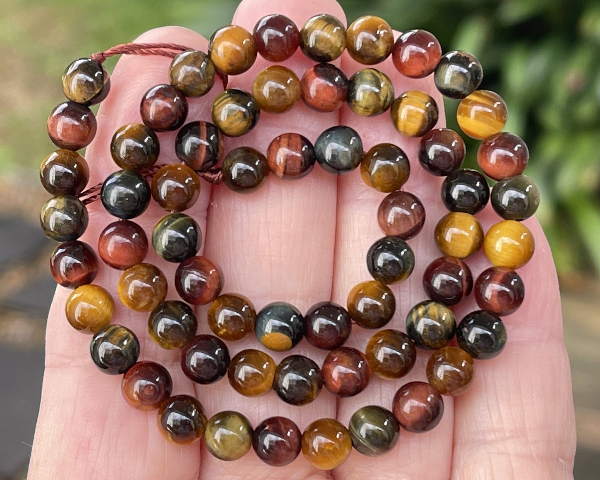 Tiger Eye mix color 6mm round polished gemstone beads 15.5" strand - Oz Beads 