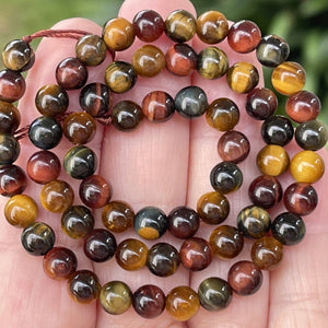 Tiger Eye mix color 6mm round polished gemstone beads 15.5" strand - Oz Beads 