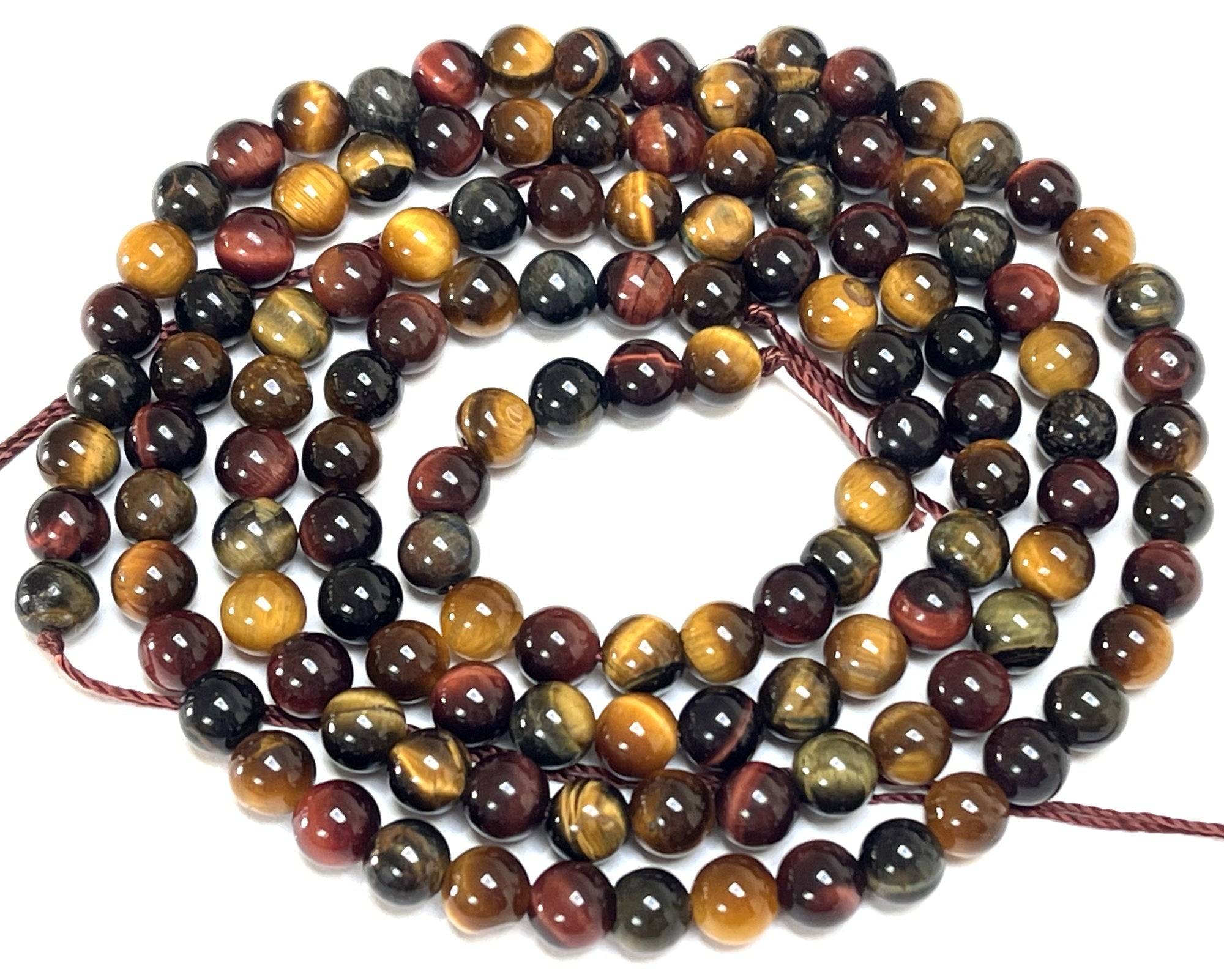 Tiger Eye mix color 6mm round polished gemstone beads 15.5" strand - Oz Beads 