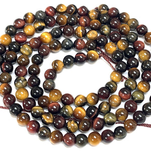 Tiger Eye mix color 6mm round polished gemstone beads 15.5" strand - Oz Beads 