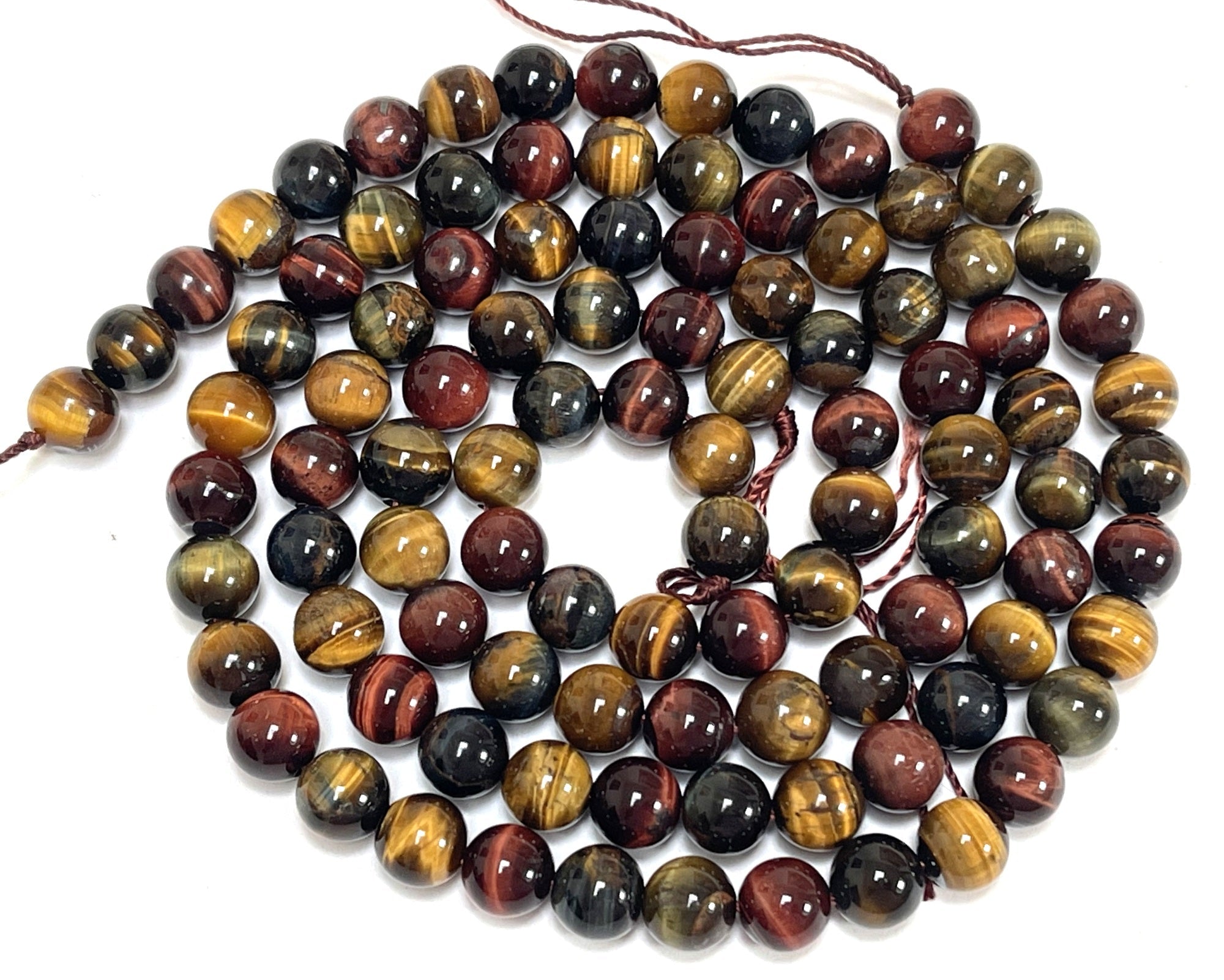 Tiger Eye mix color 8mm round polished gemstone beads 15.5" strand - Oz Beads 