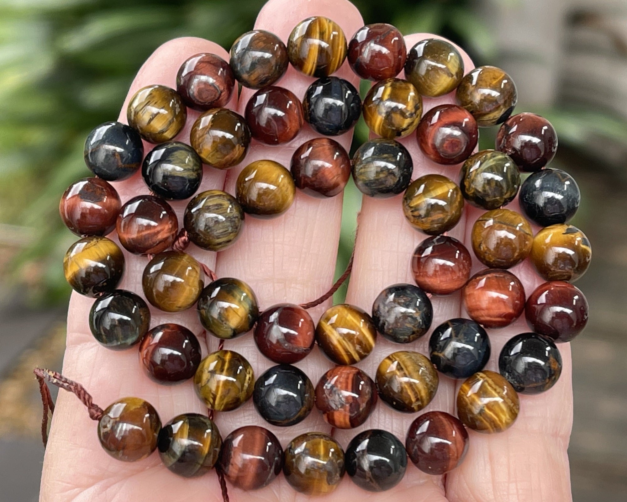 Tiger Eye mix color 8mm round polished gemstone beads 15.5" strand - Oz Beads 