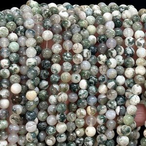 Tree Agate 6mm round natural gemstone beads 15" strand - Oz Beads 