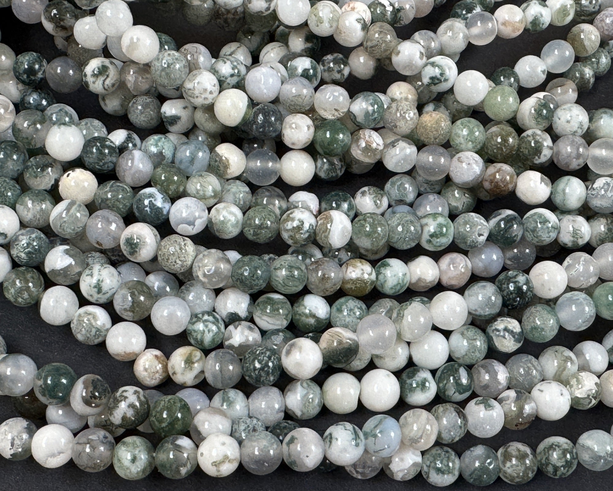 Tree Agate 6mm round natural gemstone beads 15" strand - Oz Beads 