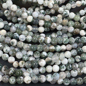 Tree Agate 6mm round natural gemstone beads 15" strand - Oz Beads 