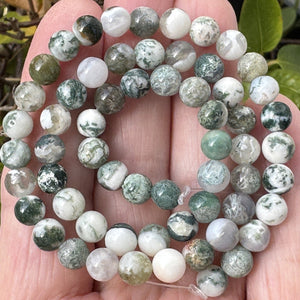 Tree Agate 6mm round natural gemstone beads 15" strand - Oz Beads 