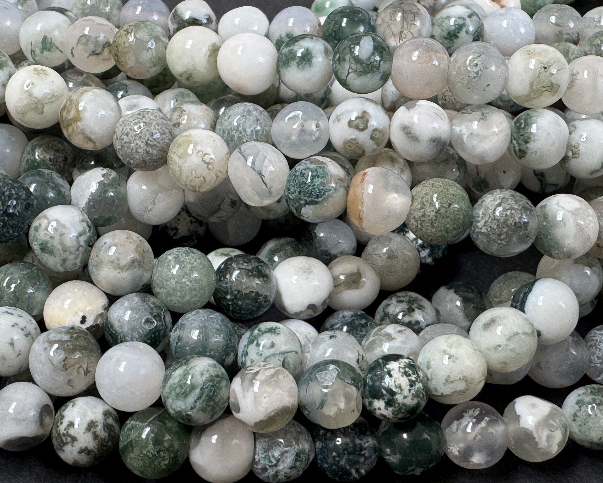Tree Agate 6mm round natural gemstone beads 15" strand - Oz Beads 