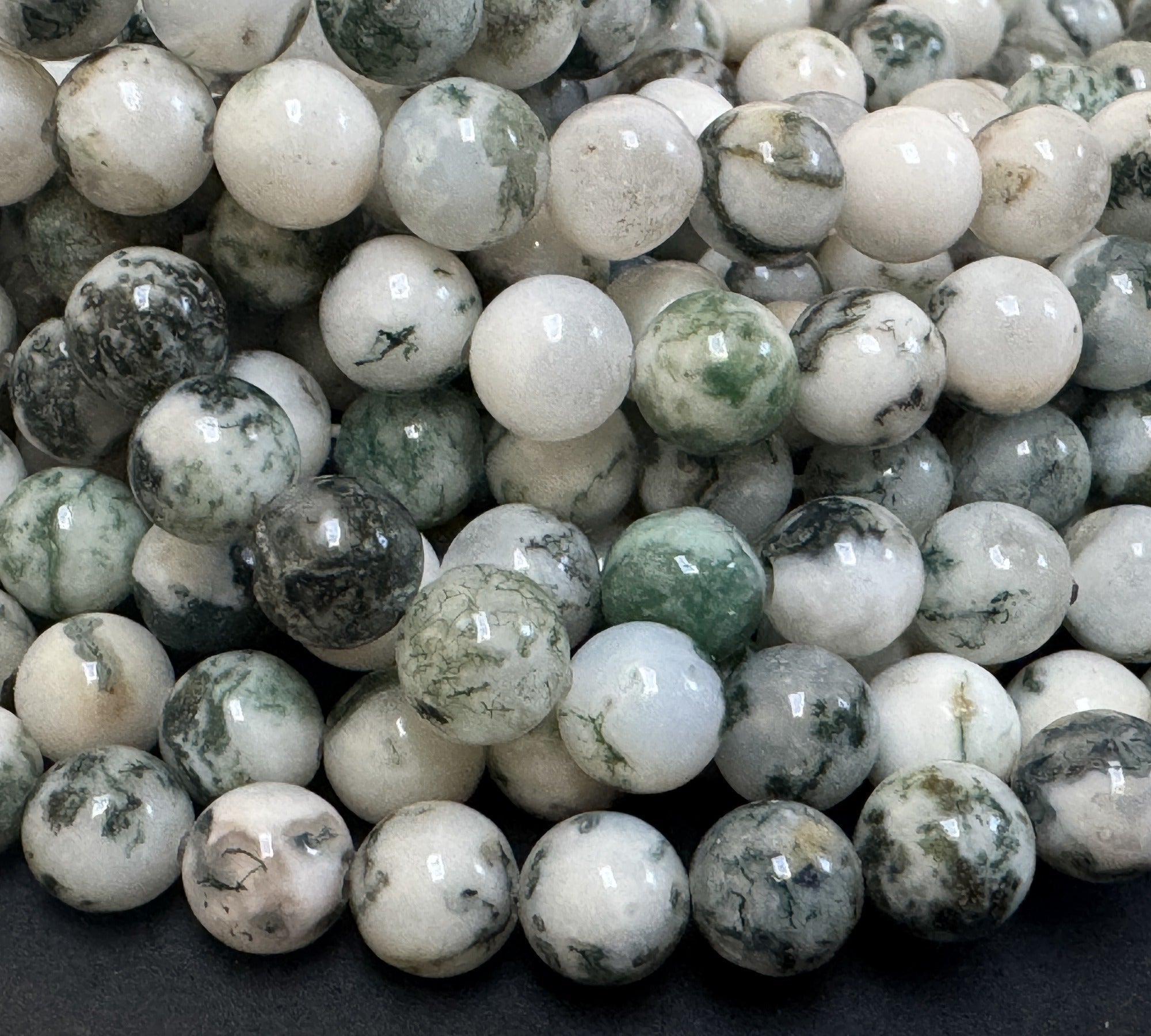 Tree Agate 6mm round natural gemstone beads 38cm strand - Oz Beads 