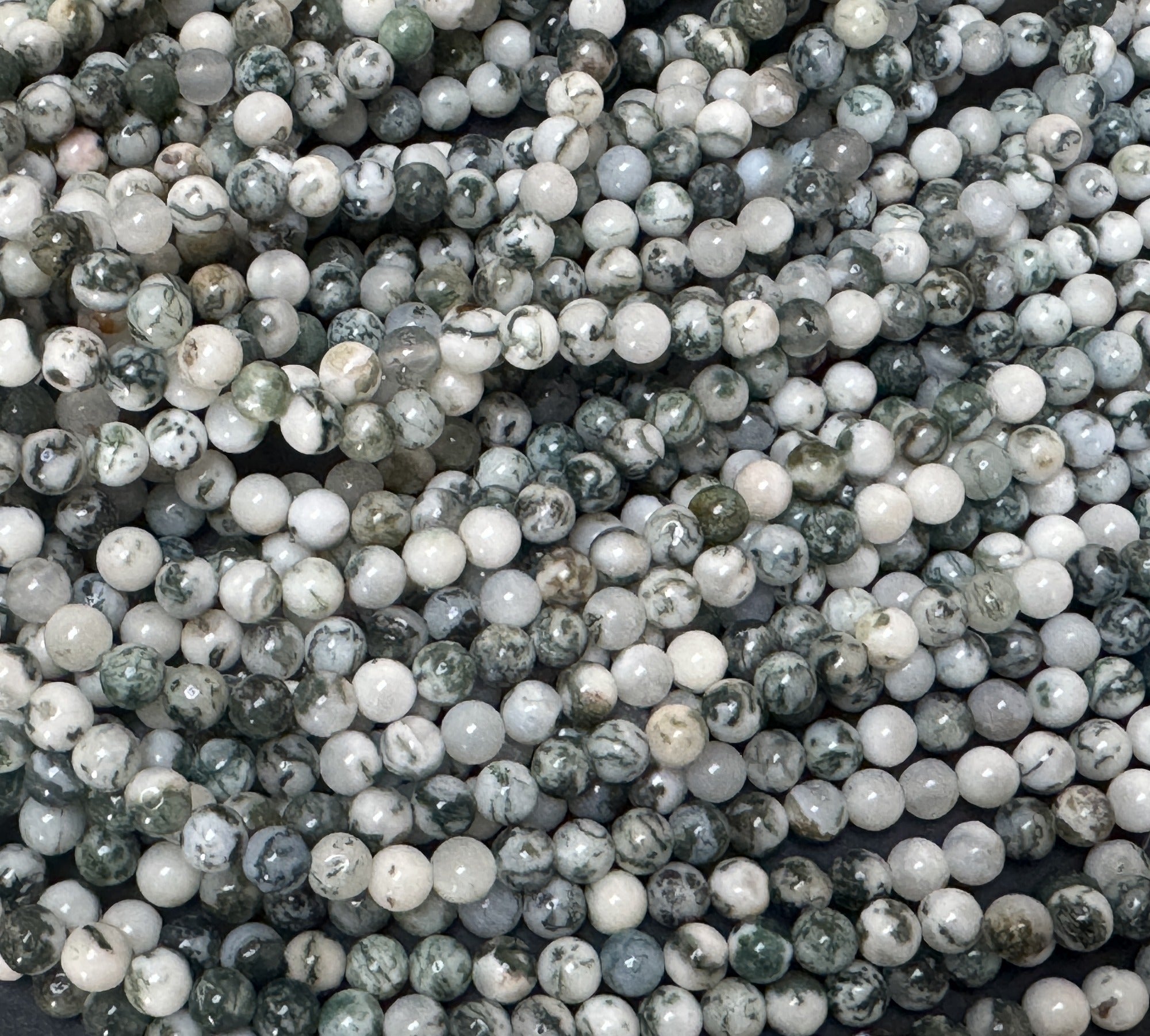Tree Agate 6mm round natural gemstone beads 38cm strand - Oz Beads 