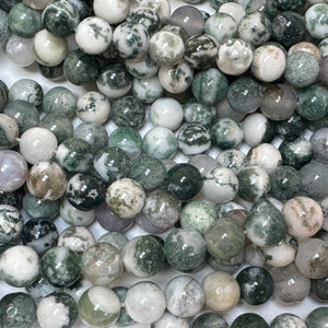 Tree Agate 8mm round natural gemstone beads 15" strand - Oz Beads 