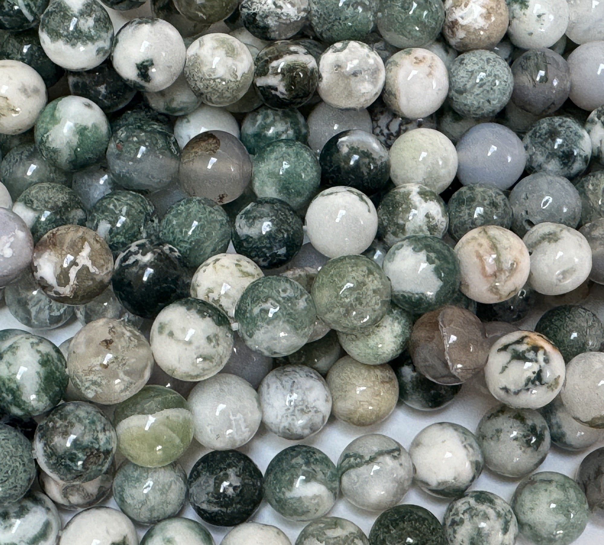 Tree Agate 8mm round natural gemstone beads 15" strand - Oz Beads 