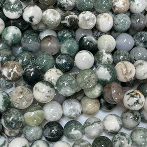 Tree Agate 8mm round natural gemstone beads 15" strand - Oz Beads 