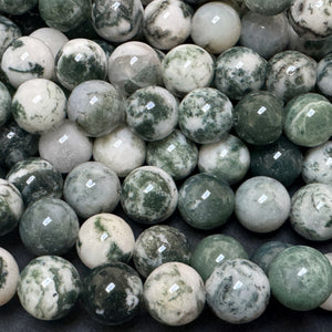Tree Agate 8mm round natural gemstone beads 39cm strand - Oz Beads 