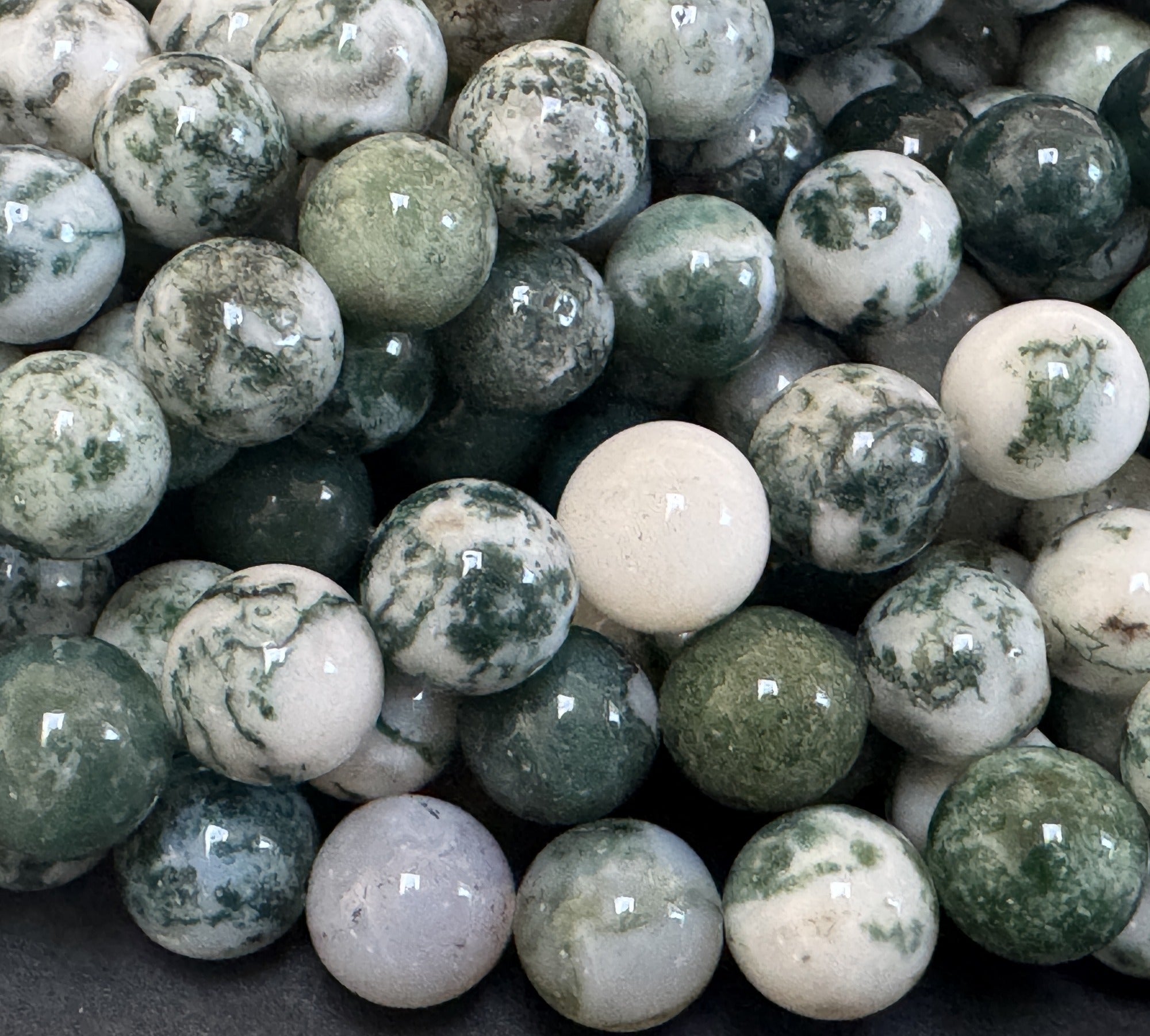 Tree Agate 8mm round natural gemstone beads 39cm strand - Oz Beads 