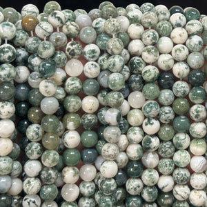 Tree Agate 8mm round natural gemstone beads 39cm strand - Oz Beads 