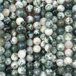Tree Agate 8mm round natural gemstone beads 39cm strand - Oz Beads 