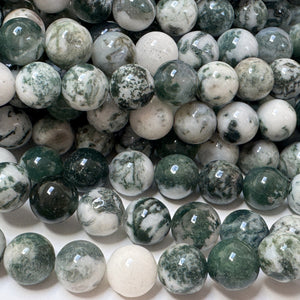 Tree Agate 8mm round natural gemstone beads 39cm strand - Oz Beads 