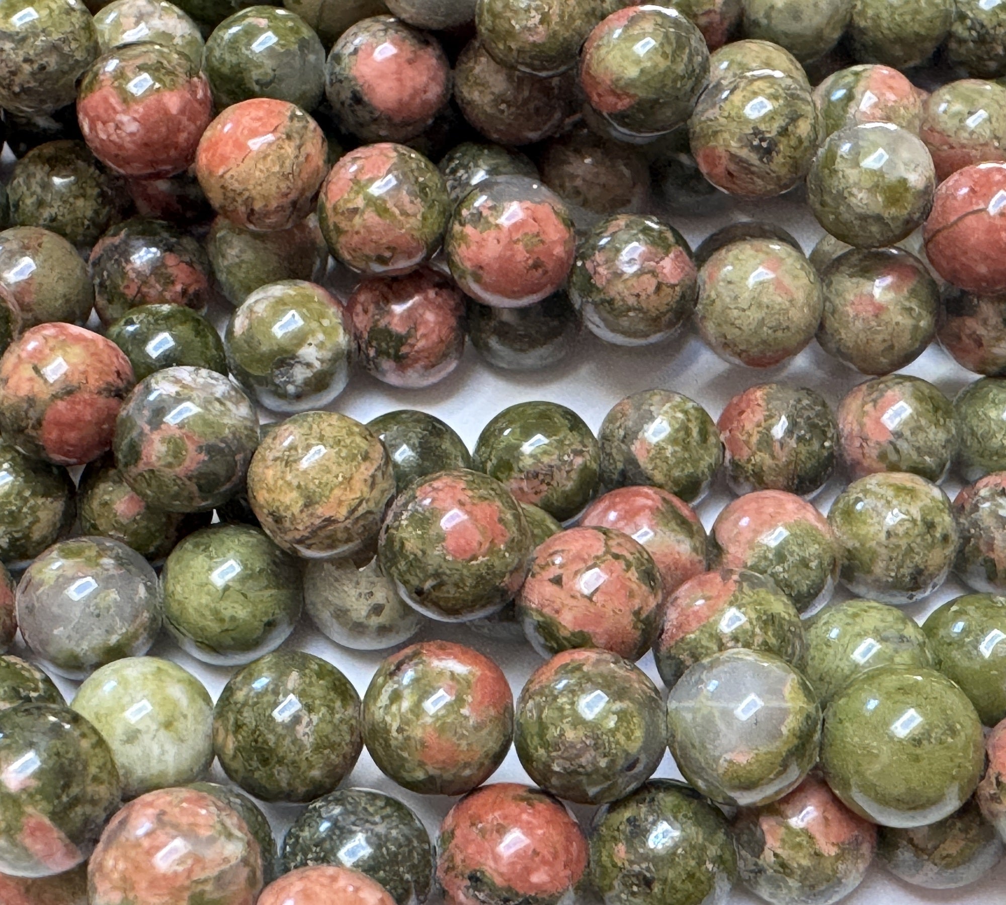 Unakite Jasper 6mm round natural gemstone beads 39cm strand - Oz Beads 