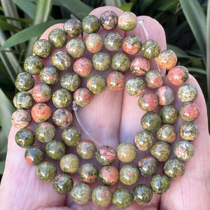Unakite Jasper 6mm round natural gemstone beads 39cm strand - Oz Beads 